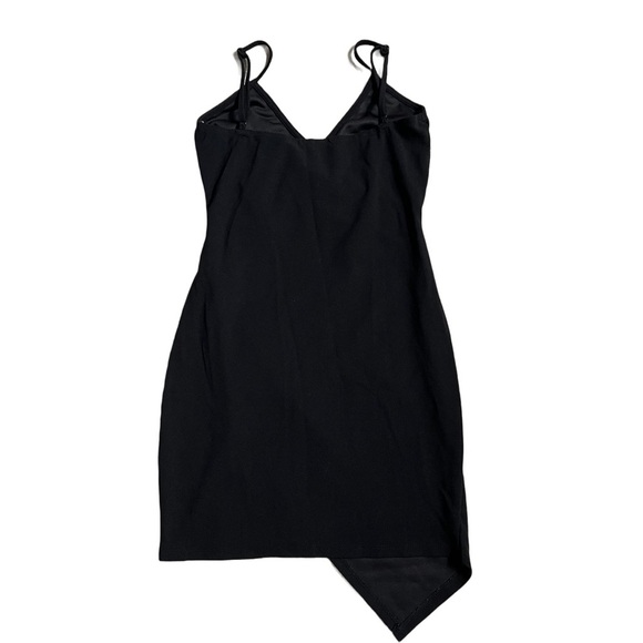 SHEIN BLACK ASYMMETRICAL HEM BODY CON WRAP DRESS SIZE EXTRA SMALL - Picture 4 of 8
